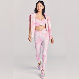 LoveShackFancy Beach Riot Dana Leggings Medium Pink Floral Ruffle Barbiecore New